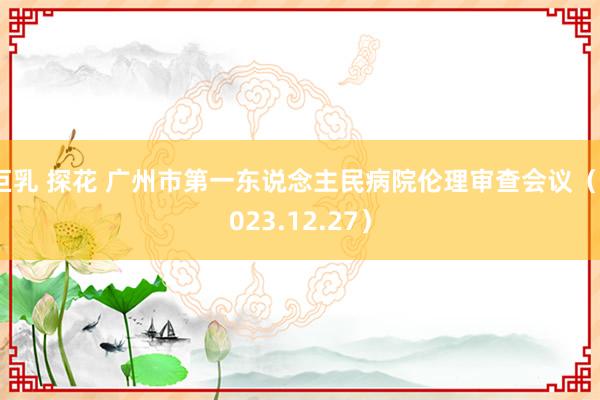 巨乳 探花 广州市第一东说念主民病院伦理审查会议（2023.12.27）