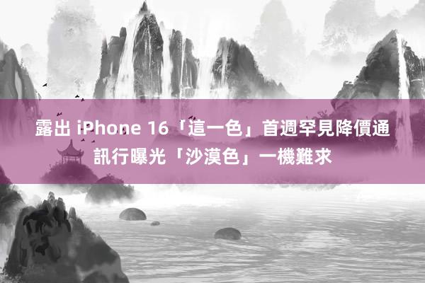 露出 iPhone 16「這一色」首週罕見降價　通訊行曝光「沙漠色」一機難求